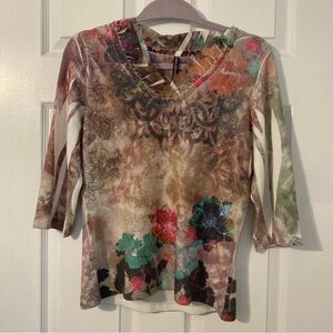 Mushka By Sienna Rose Lightweight Sweater Floral Design. Soft. Colorful